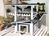 4 Tiers Outdoor Cat House Weatherproof Cat Tree Tower with Waterproof Roof and 2 Doors , Feral Cat 21197989