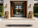 24" Outdoor Lion Statue, Magnesium Oxide Stone Composite Animal Sculpture Statue Decor for Front W6572P574258