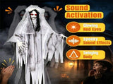 6FT Life Size Hanging Ghost Bride Halloween Decoration, Sound Activated Animated Prop with Glowing 52196442