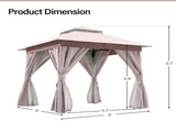 8'x8' Patio Gazebo Outdoor Heavy Duty Party Tent Shelter With Double Roofs, Mosquito Nettings And 76721930