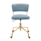 Tania Contemporary Task Chair in Gold Metal and Light Blue Velvet by LumiSource B202P223925