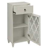 White Side Table with Drawer and Door B062P181405