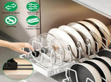 Adjustable Carbon Steel Sliding Cookware Storage Rack, Anti-Rust Pull Out Pan Lid Holder for Cutting 27997751