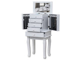 Standing Jewelry Armoire with Mirror, 5 Drawers & 14 Necklace Hooks, Jewelry Cabinet Chest with 96096796