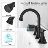 ZUN 2-Handle 8 inch Widespread Bathroom Sink Faucet Matte Black Lavatory Faucet 3 Hole 360&deg; Swivel Spout 99411719