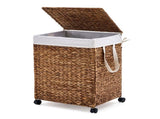 Laundry Hamper with Lid and Wheels, Woven Natural Water Hyacinth Rolling Laundry Hamper 61789069