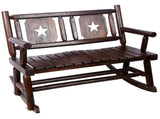 Outdoor Wood Rocking Bench Carbonized Double Rocking Chair for 2 Persons with Wide Curved Seat, T5816P475754
