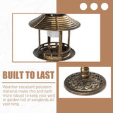 ZUN Outdoor Solar Lighted Pedestal Bird Bath Resin Fountain Decoration with Planter and Feeder, 54485687