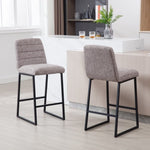 ZUN Low Bar Stools Set of 2 Bar Chairs for Living Room Party Room,Upholstered Linen Fabric W1439125954