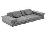 14-Piece Modular Kids Sofa Set All-Sponge Construction Grey Corduroy Free Combination Design 47215748