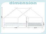 White Flat Bed House Shape with Side Guardrails Twin Children's Iron Bed 70816319
