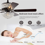 ZUN 52 Inch Dual Crystal Shade Ceiling Fan with 5 Wood Blades, Two-color fan blade, AC Motor, Remote W1592P182146