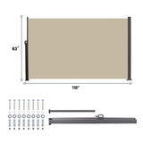 Retractable Side Screen Awning, UV Resistant, Waterproof, Patio Privacy Screen for Garden, Balcony, W419P286382