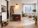 Smart WiFi Electric Fireplace Stove, 3-Sided Glass Design Electric Fire Heater, Brown 42481937