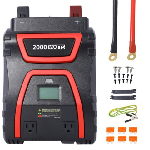 ZUN 2000 Watts Power Inverter Modified Sine Wave Car LED Display , Portable AC Power Emergencies, Job W465P193475