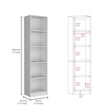 ZUN Home Xs Bookcase with 5-Tier Shelves and Slim Design -White -Office B200137829