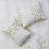 6 Piece Embroidered Quilt Set with Throw Pillows Yellow Full/Queen B03597620