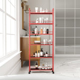 Red 6-Tier Rolling Cart Gap Kitchen Slim Slide Out Storage Tower Rack with Wheels,6 64616735