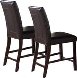Simple Contemporary Set of 2 Counter Height Chairs Brown Finish Dining Seating's Cushion Chair B01157355