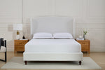 ZUN Windsor Tall 54" Headboard Upholstered Wingback Bed Size King / Premium Cream White Chenille / B083P235531