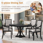 ZUN Retro 5-piece Dining Set Extendable Round Table and 4 Chairs for Kitchen Dining Room 66792879