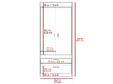 Lisboa Armoire, Rod, Double Door, Two Drawers, Metal Handles B070P188848