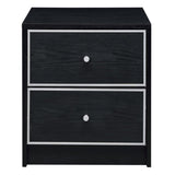 Black and Silver 2-drawer Nightstand B062P185648