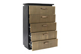 ZUN Modern Style 5-Drawer Chest Made With Mango Wood and Finished with Brass Metal B009128311