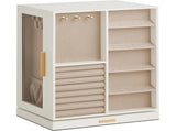 360&deg Rotating 5-Drawer Jewelry Box with Glass Window, White 16852629