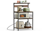 Bakers Rack with Power Outlet, 4-Tier Kitchen Coffee Bar and Microwave Stand, Storage Organizer, 93100756