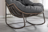 Outdoor Rattan Rocking Chair,Padded Cushion Rocker Recliner Chair Outdoor for Front Porch, Living W640105282