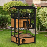 ZUN Wooden Cat House （Prohibited by WalMart） 14190426