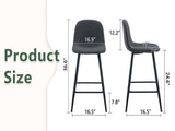 Dark Gray Linen Fabric Bar Chair Set - Two Pieces, Stable Comfort.Thoughtful Design of Rounded W1151P242028