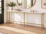 62.99"x7.87"x31.10" Console Table, MDF with Melamine Veneer & Iron Frame, with Power Outlet, White & 08773867
