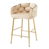 28'' Modern Counter Stools Set of 2,Beige Counter Stools with iron Frame,Soft back and N780P199861W