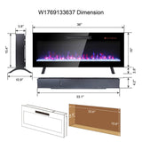 36 inch recessed ultra thin tempered glass front wall mounted electric fireplace with remote and W1769133637