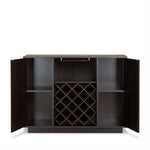 ZUN Espresso 2-Door Wine Cabinet with Stemware Rack B062P215513