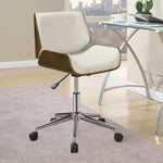 ZUN Ecru and Walnut Swivel Office Chair B062P153784