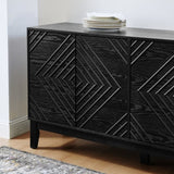 60.5'' Buffet Cabinet with Storage, Farmhouse Fluted Sideboard with Geometric Pattern & Adjustable W1801P288508
