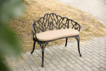 ZUN Tulip Patio Garden Bench Metal Park Bench Cast Aluminum Outdoor Furniture with Floral Rose for 38328012