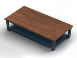 14 inch Chairside Table, No Assembly Required, Blue Denim and Whiskey Finish B108131555