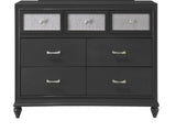 1pc Luxury Glam Seven Drawer Dresser with Two-Toned Drawer Black Finish Shimmering Accents B011P234294