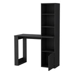 ZUN Peterson Computer Desk with 4-Tier Bookcase and 1-Door Cabinet Black B062111729