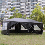 ZUN 10'x20' Outdoor Party Tent with 6 Removable Sidewalls, Waterproof Canopy Patio Wedding Gazebo, Black 67497602