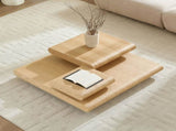 3-Piece Modular Stacking Coffee Table Natural Wood Look, Mordern MDF Table front of the Sofa, W2582P451418