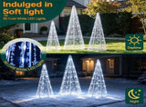 3 Pack Pre-Lit Christmas Cone Tree Set with 90 Warm White LED Lights & Star Beaded Strings, 24141947