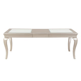 Modern Glamourous 1pc Dining Table with Separate Extension Leaf Cabriole Legs Insert Glass Panels B01152169