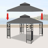 ZUN 10x10 Ft Outdoor Patio Gazebo Replacement Canopy,Double Tiered Gazebo Tent Roof Top Cover Only W41939706