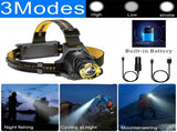 USB Rechargeable LED Headlamp 3-Modes Adjustable Camping Hiking Headlight W/Car ChargerUSB 26012509