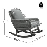 Contemporary Minimalist Gray Wicker Rocking Chair with Soft Polyester Cushions and Durable Wooden N767P229004G